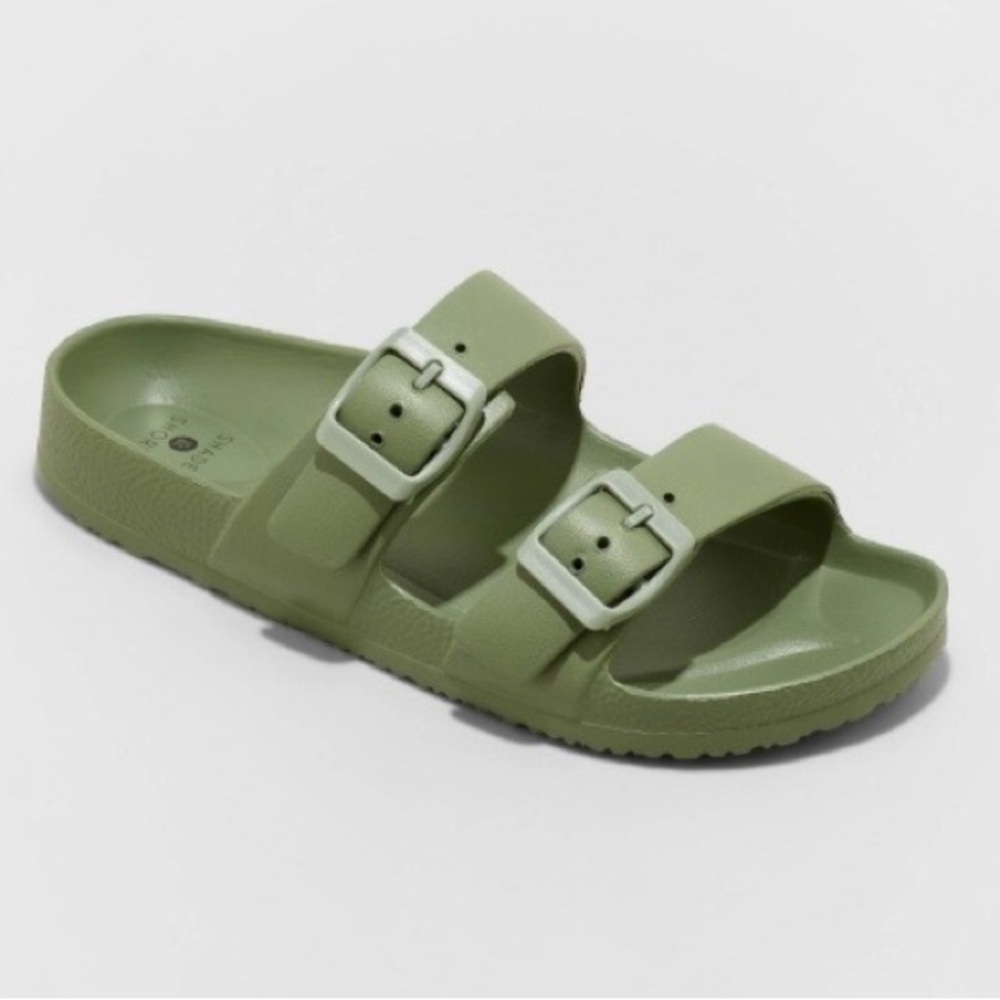 Women's Neida EVA Two Band Footbed Slide Sandals - Shade & Shore Olive Green 7